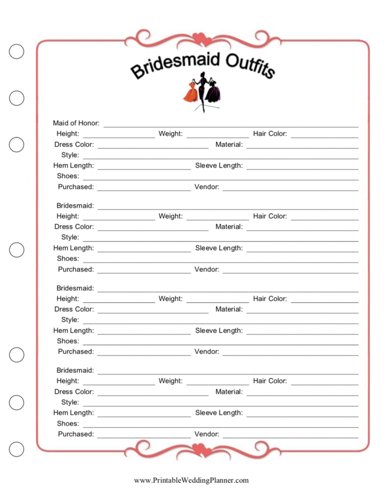 Printable Wedding Planner | Free Printables in Free Printable Wedding Planner Forms