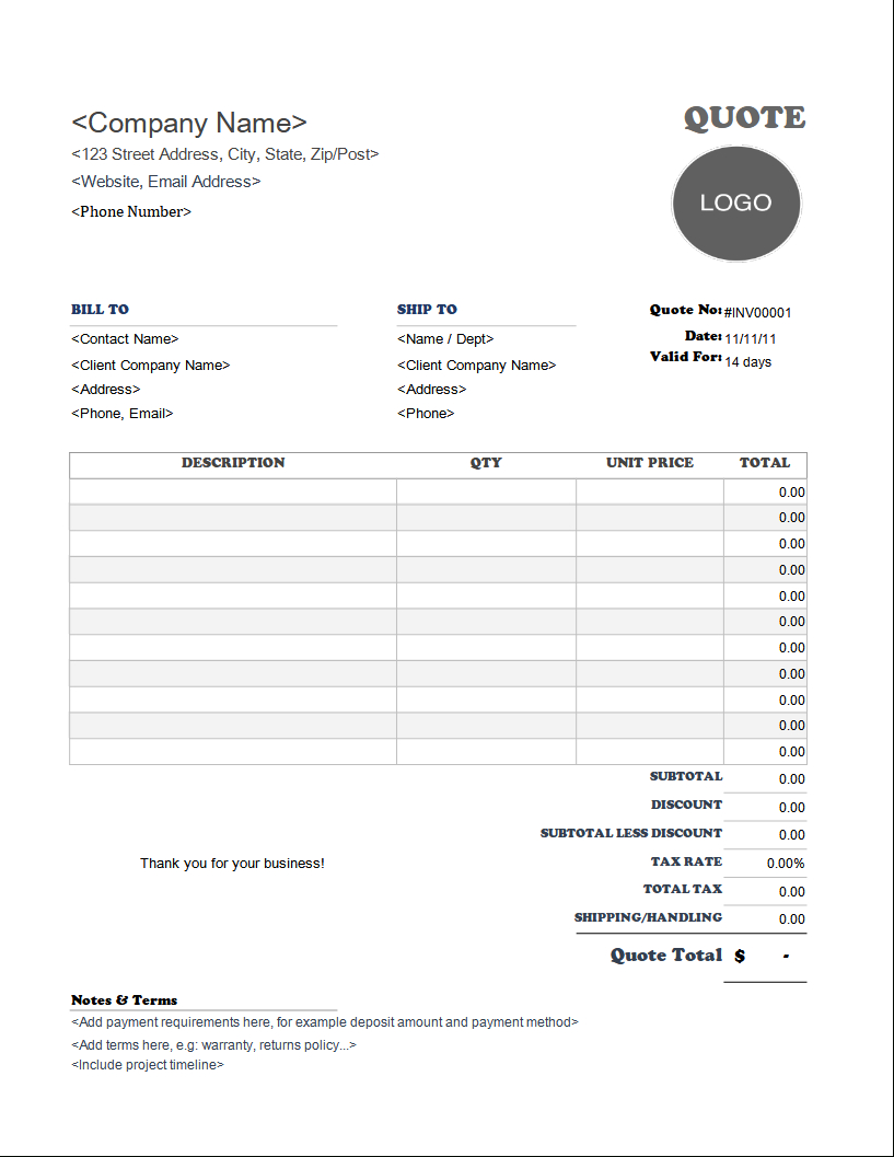 Quote Template - Invoice Simple pertaining to Free Printable Quotes Templates