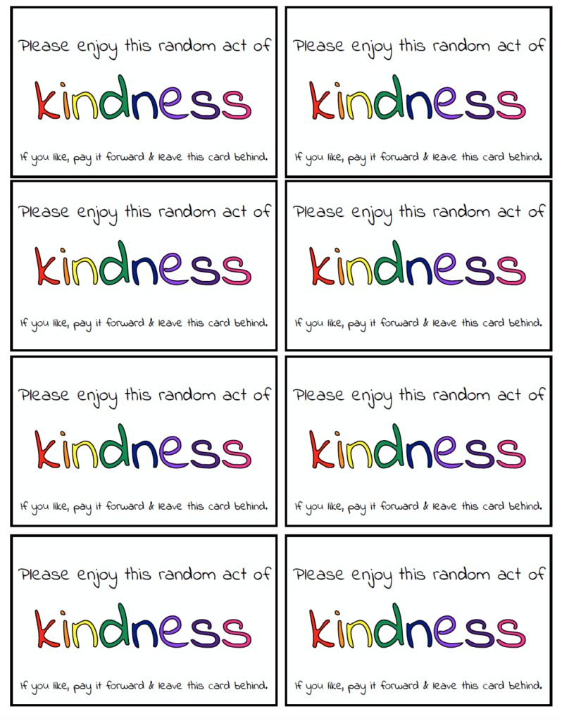 Random Acts Of Kindness: 150+ Ideas &amp;amp; Free Printable Calendars in Free Printable Kindness Cards