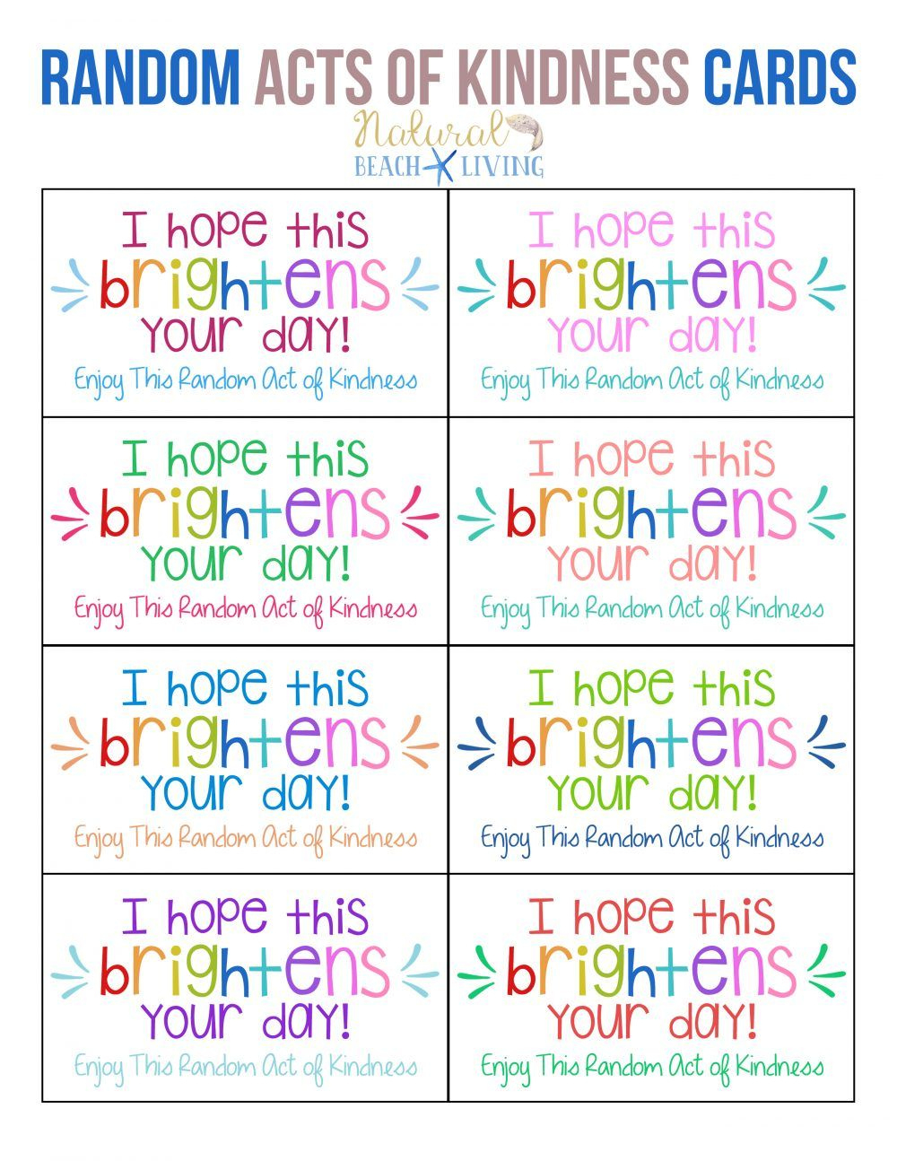 Random Acts Of Kindness Printable Cards pertaining to Free Printable Kindness Cards