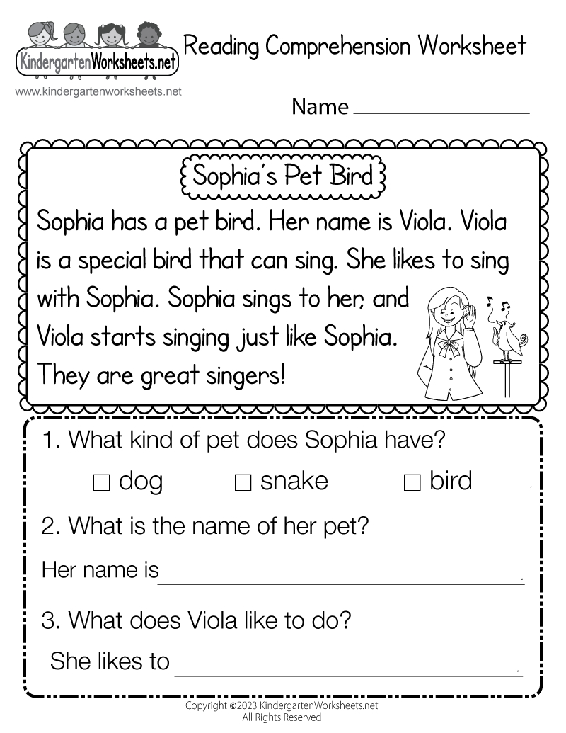 Reading Comprehension Worksheet - Free Printable, Digital, &amp;amp; Pdf inside Free Printable Reading Comprehension Worksheets For Kindergarten