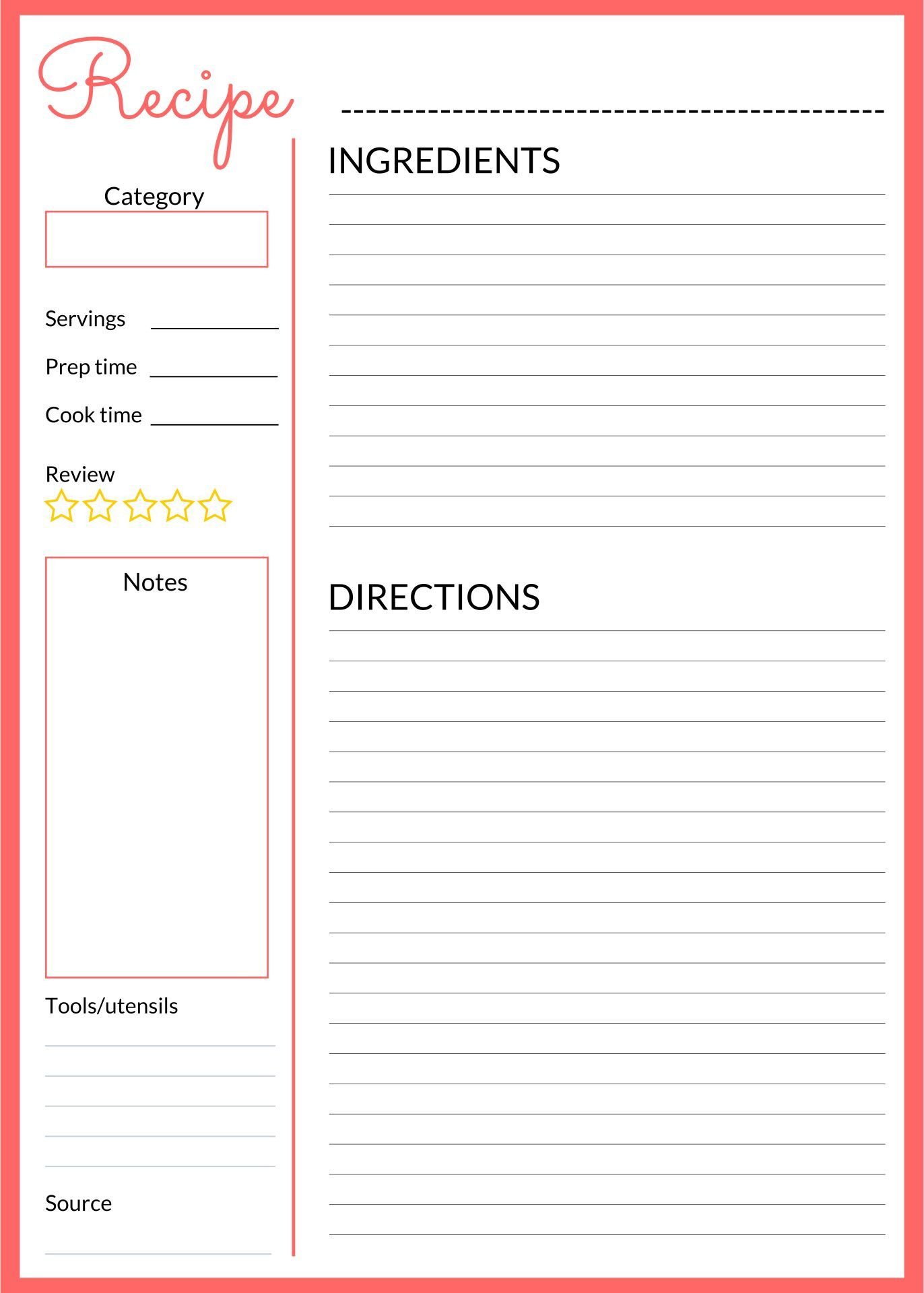 Recipe Pages 8.5X11 - 10 Free Pdf Printables | Printablee | Recipe intended for Free Printable Recipe Pages