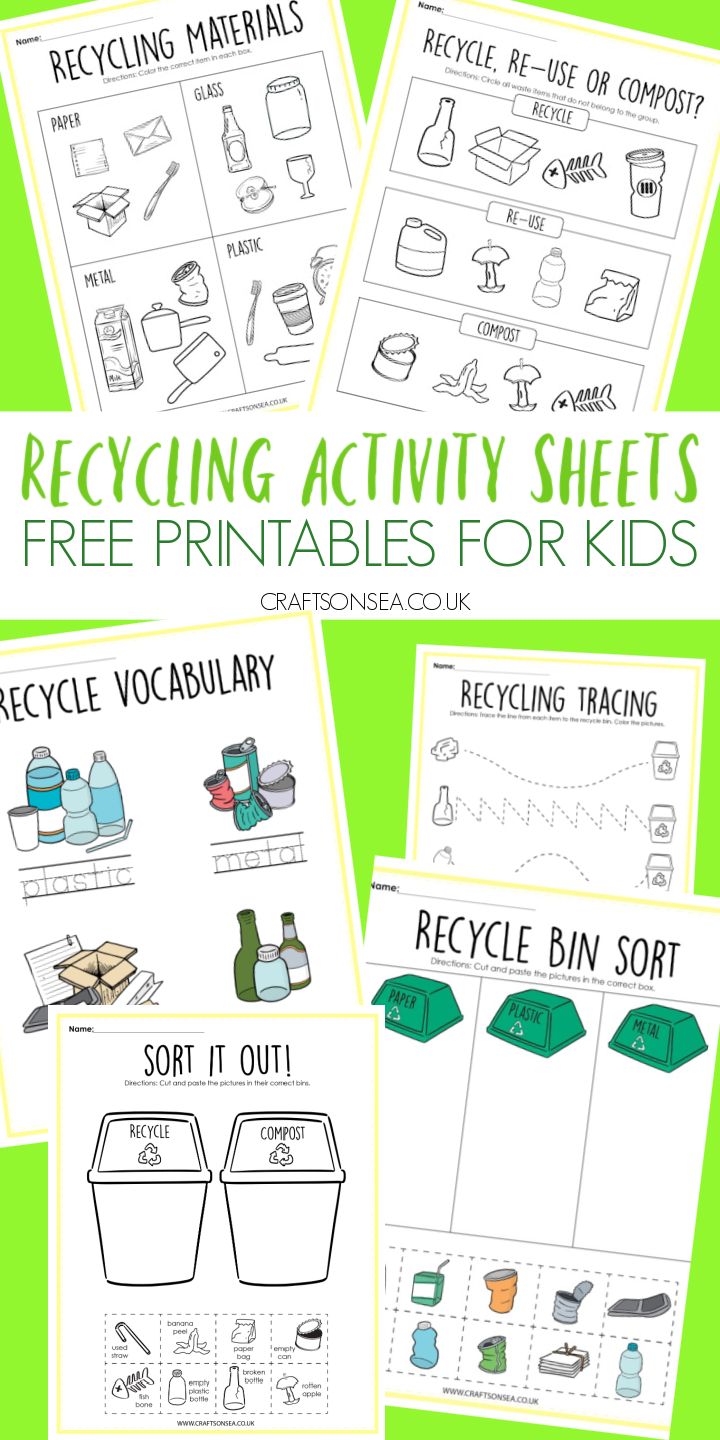 Recycling Activity Sheets For Kids (Free Printables) | Recycling for Free Printable Recycling Worksheets