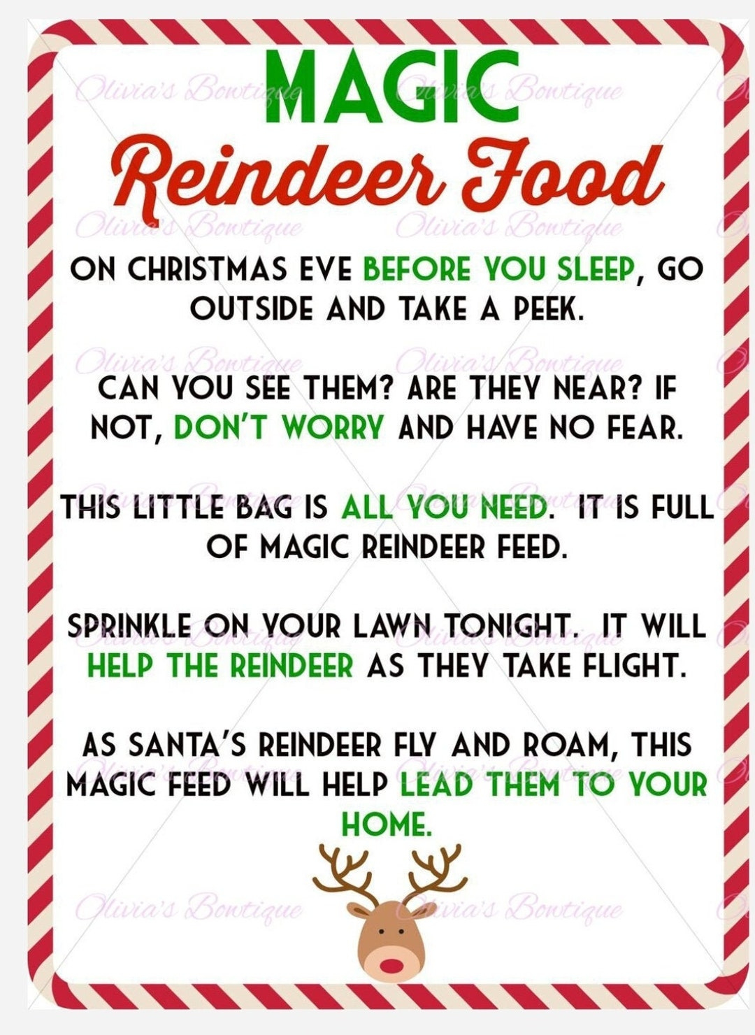 Reindeer Food Poem &amp;amp; Recipe - Etsy in Reindeer Food Poem Free Printable