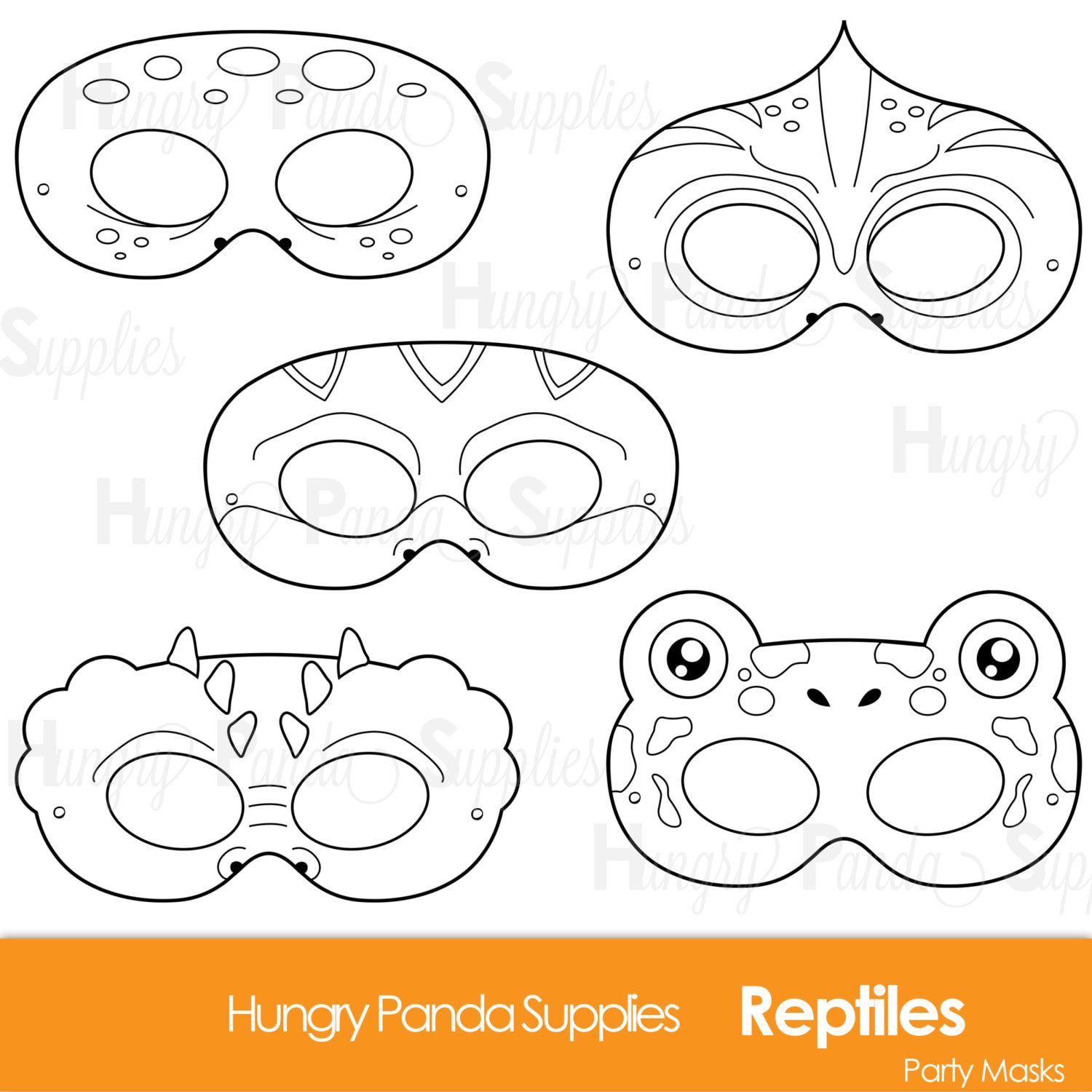 Reptile Printable Coloring Masks, Lizard Mask, Turtle, Alligator, Chameleon, Frog, Snake, Crocodile, Lizard, Reptiles, Masks, Coloring Page for Free Printable Lizard Mask