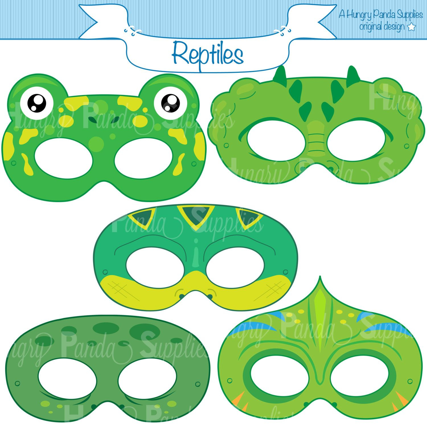 Reptile Printable Masks, Lizard Mask, Turtle, Alligator, Chameleon with Free Printable Lizard Mask