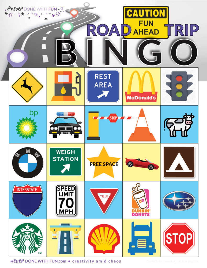 Road Trip Bingo Free Printable - #Neverdonewithfun intended for Free Printable Car Bingo