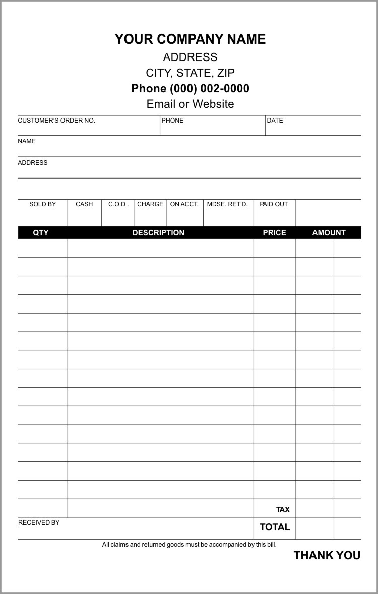 Sales Receipt Template - Half Page | Lighthouse Printing intended for Free Printable Sales Receipt Form