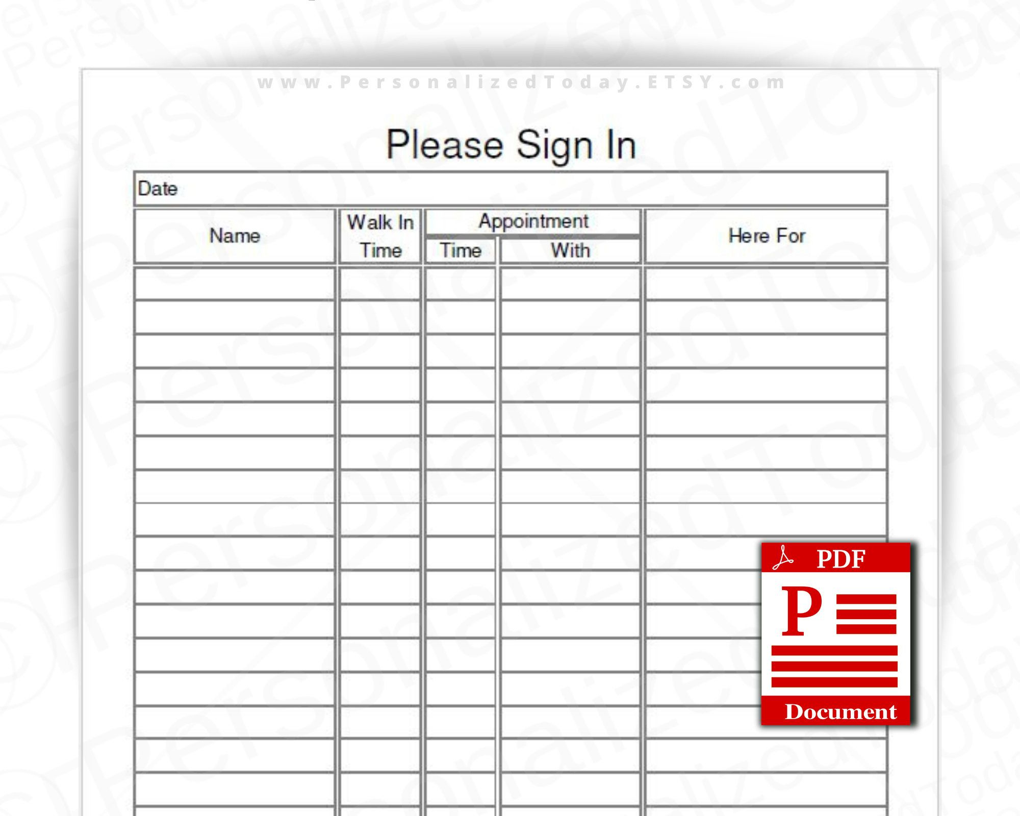 Salon Client Sign In Sheet - Printable Pdf pertaining to Free Printable Salon Sign in Sheets