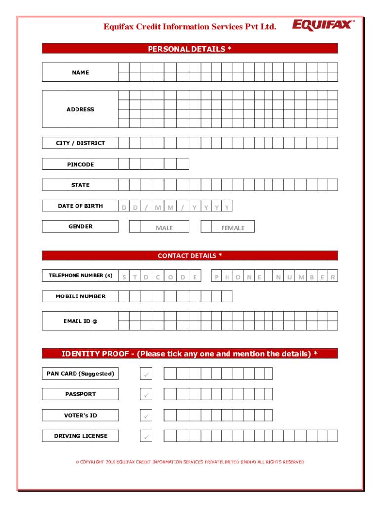 Sample Credit Report Equifax Pdf - Fill Online, Printable with Free Credit Report Printable Form