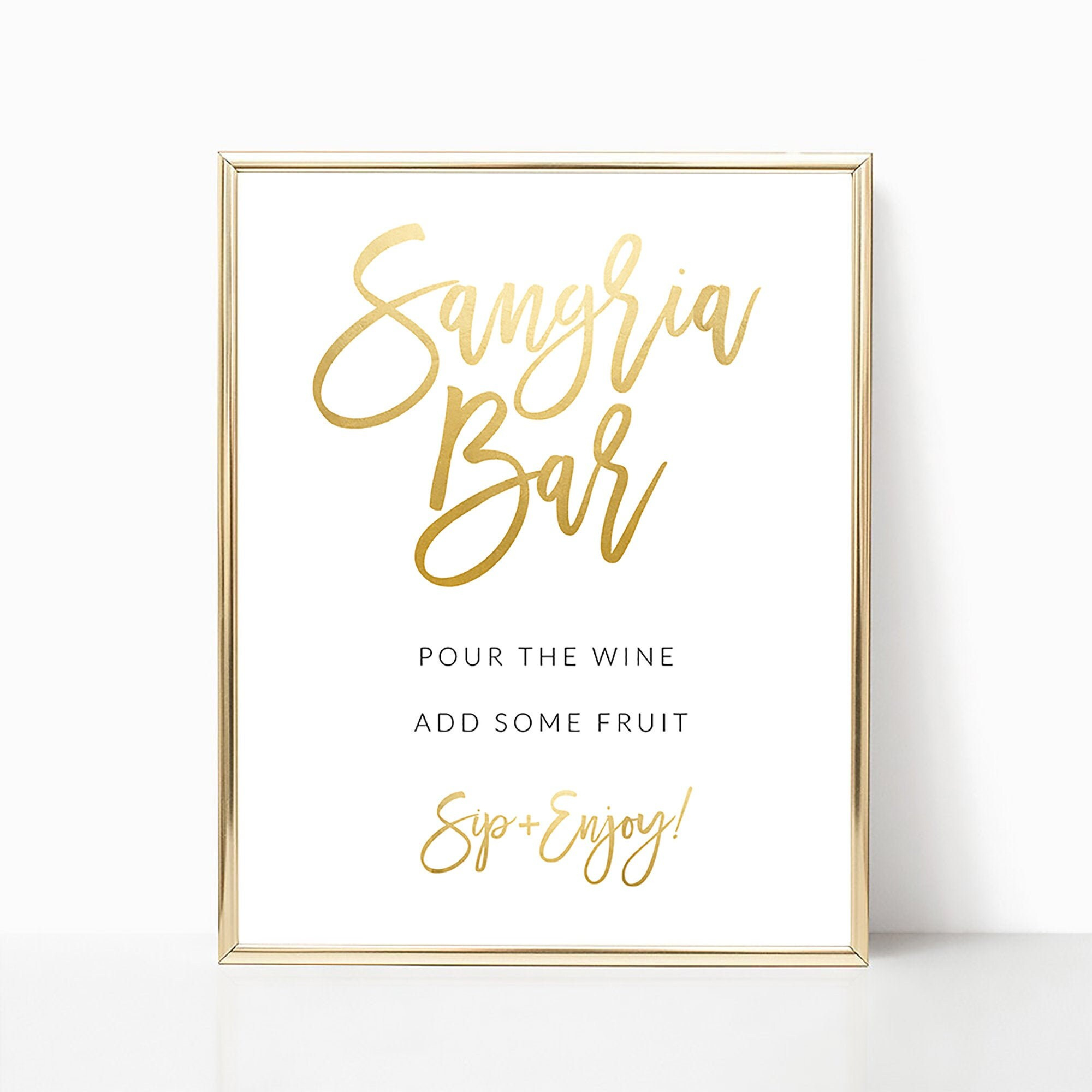 Sangria Bar Sign, Gold Sangria Bar Sign, Sangria Sign, Drink Sign in Free Sangria Bar Sign Printable