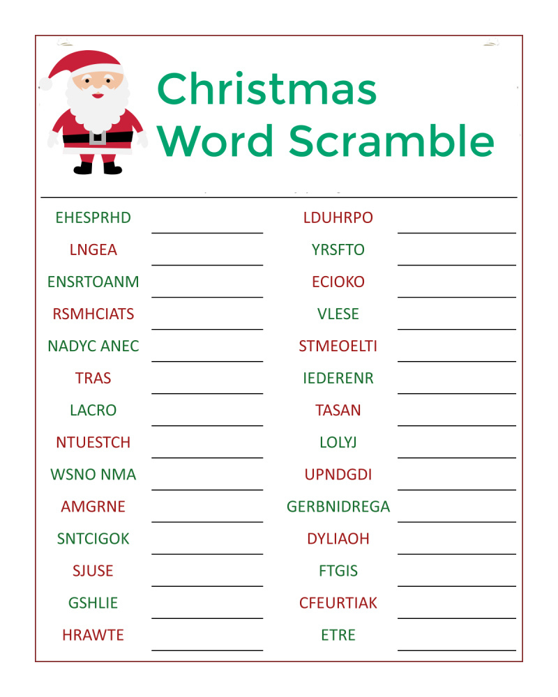 Santa&amp;#039;S Christmas Word Scramble Activity Page - Mama Likes This regarding Free Printable Christmas Word Scramble With Answers