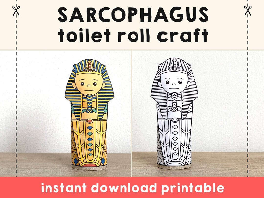 Sarcophagus Toilet Paper Roll Craft Ancient Egypt Party Coloring pertaining to Free Printable Sarcophagus