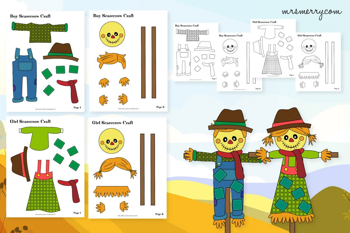 Scarecrow Template | Cut And Paste Printable Craft | Mrs. Merry intended for Free Scarecrow Template Printable