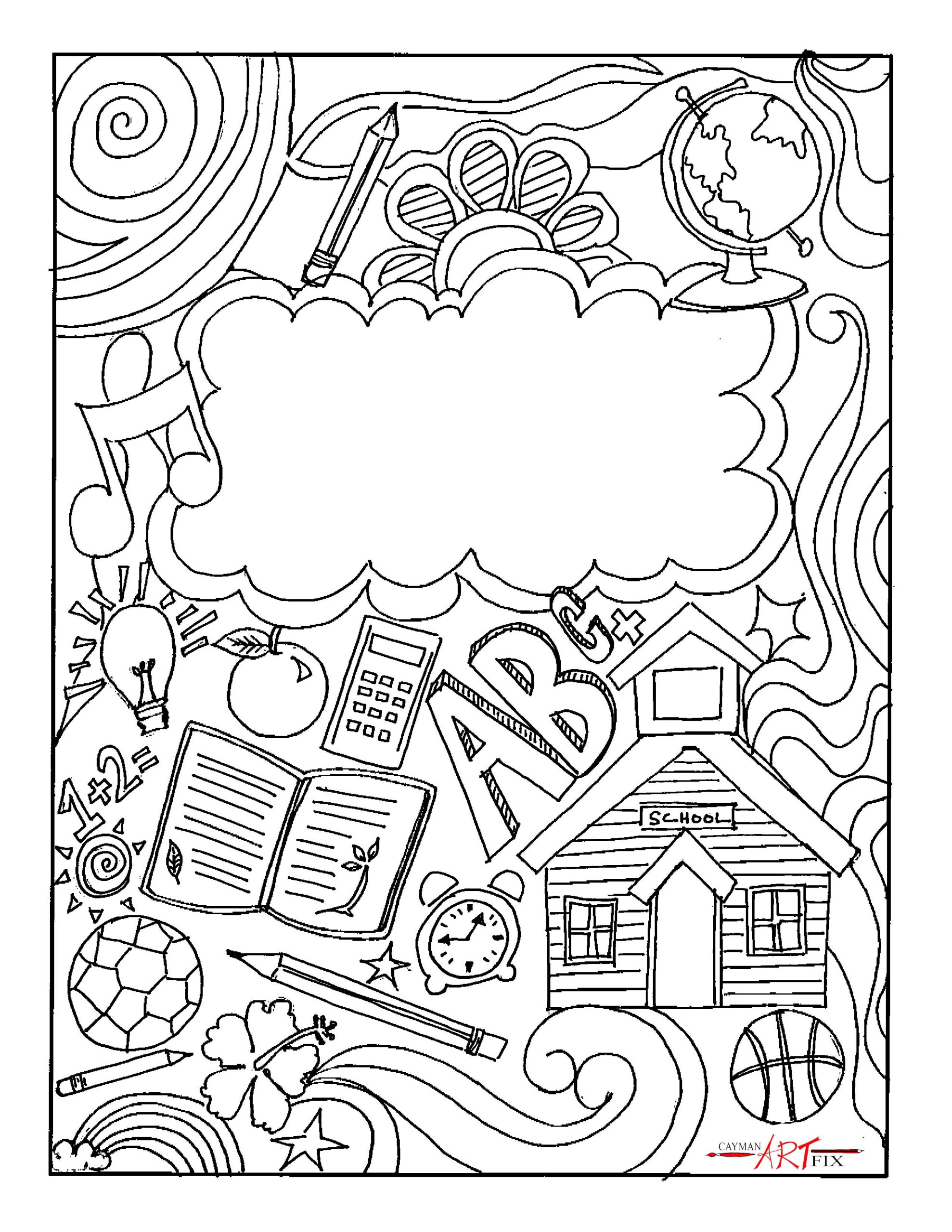 School Supplies Binder Cover Coloring Page inside Free Printable Binder Covers to Color