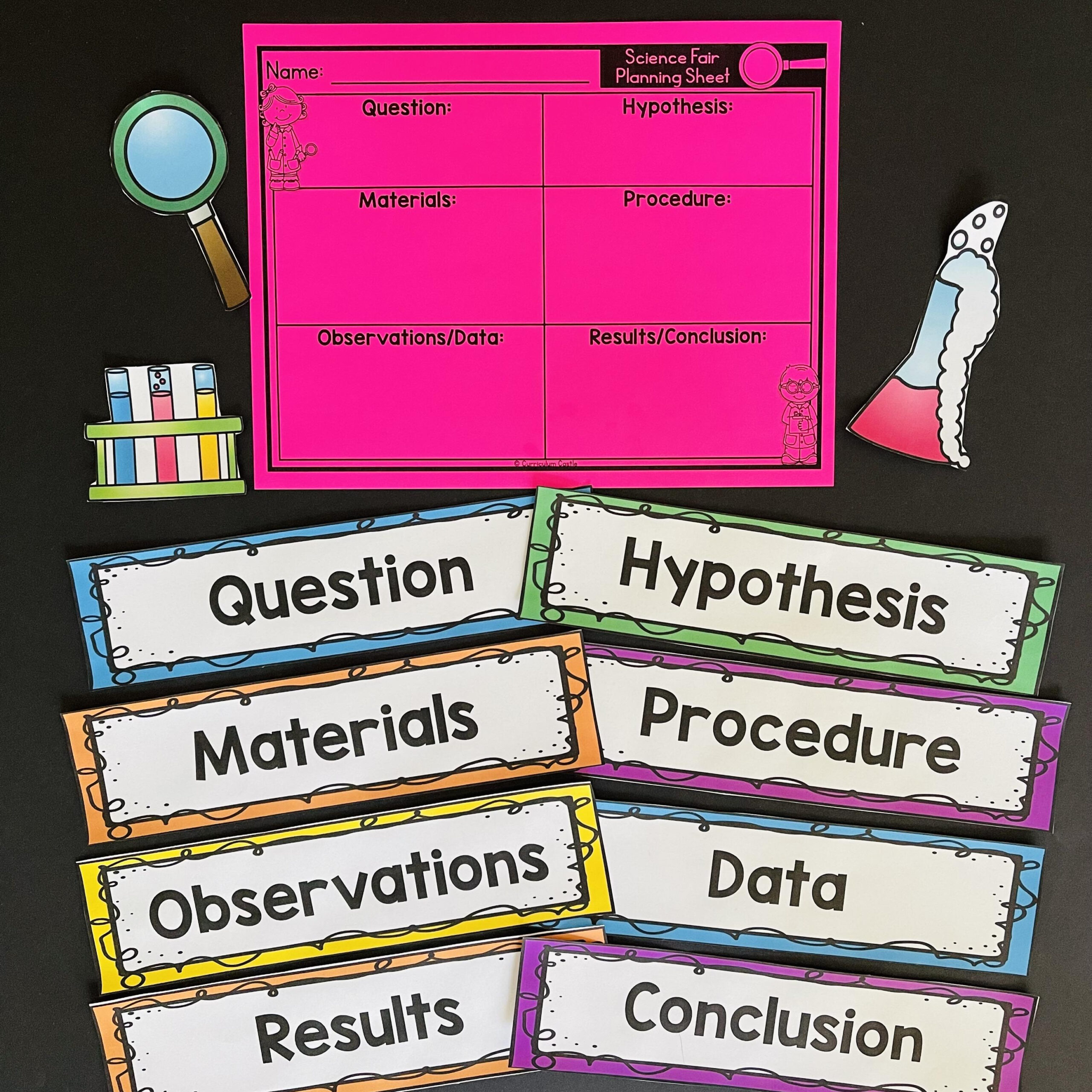 Science Fair Project Labels {Free} - Curriculum Castle pertaining to Free Printable Science Fair Project Board Labels