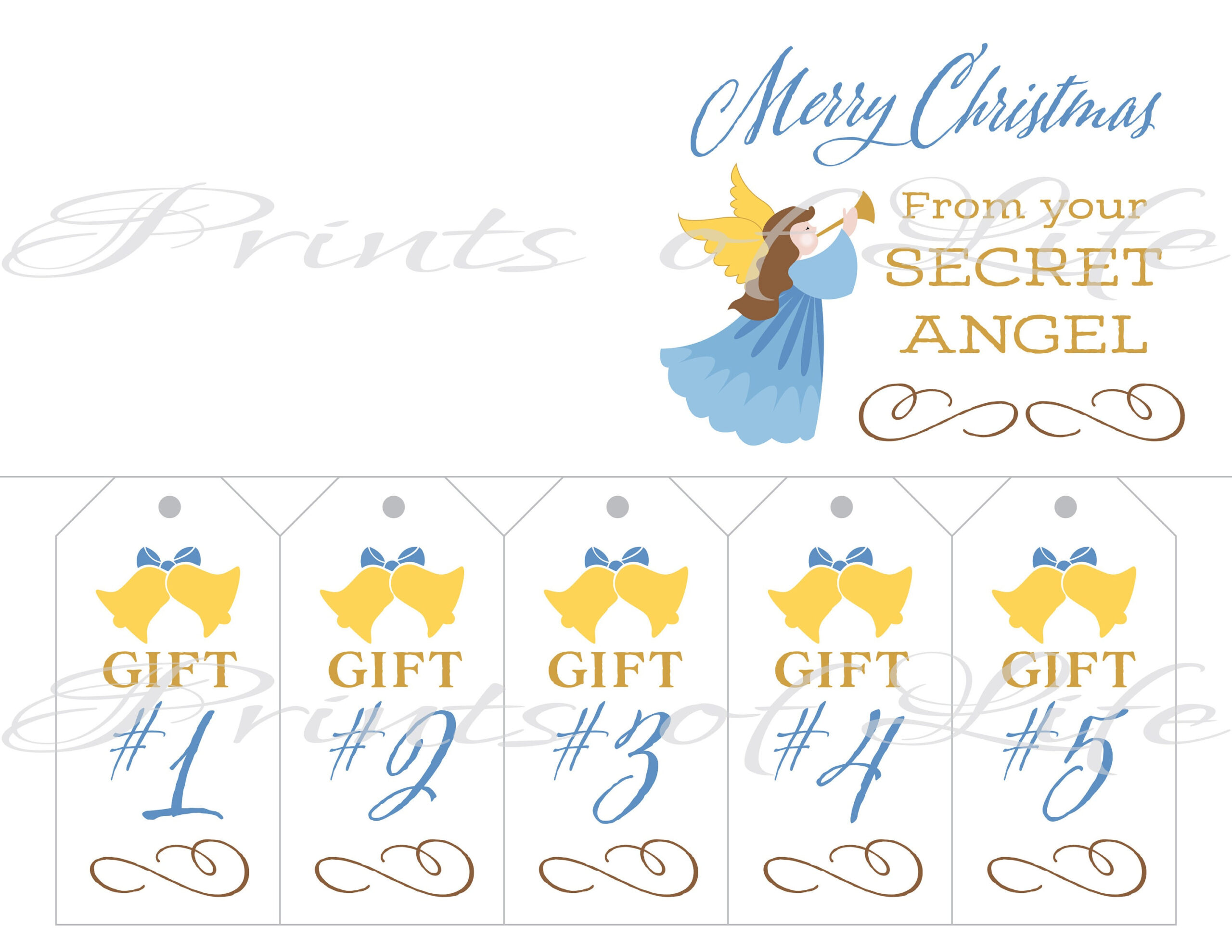 Secret Angel Gift Tags &amp;amp; Card. Instant Download Printable throughout Free Printable Angel Gift Tags