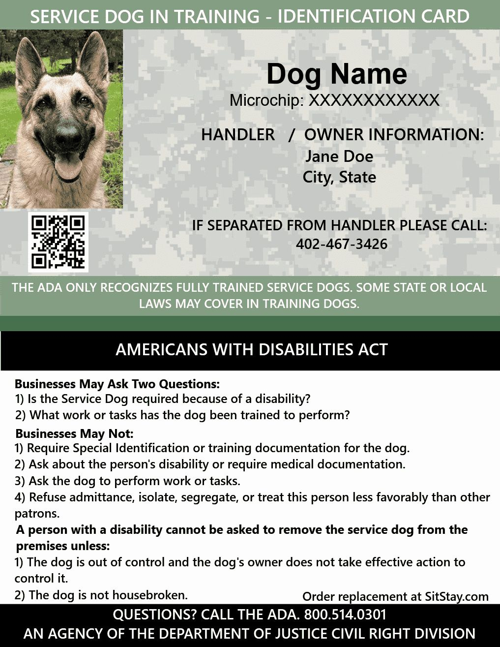 Service Dog Id Card Template Free Download In 2024 | Service Dogs pertaining to Free Printable Service Dog