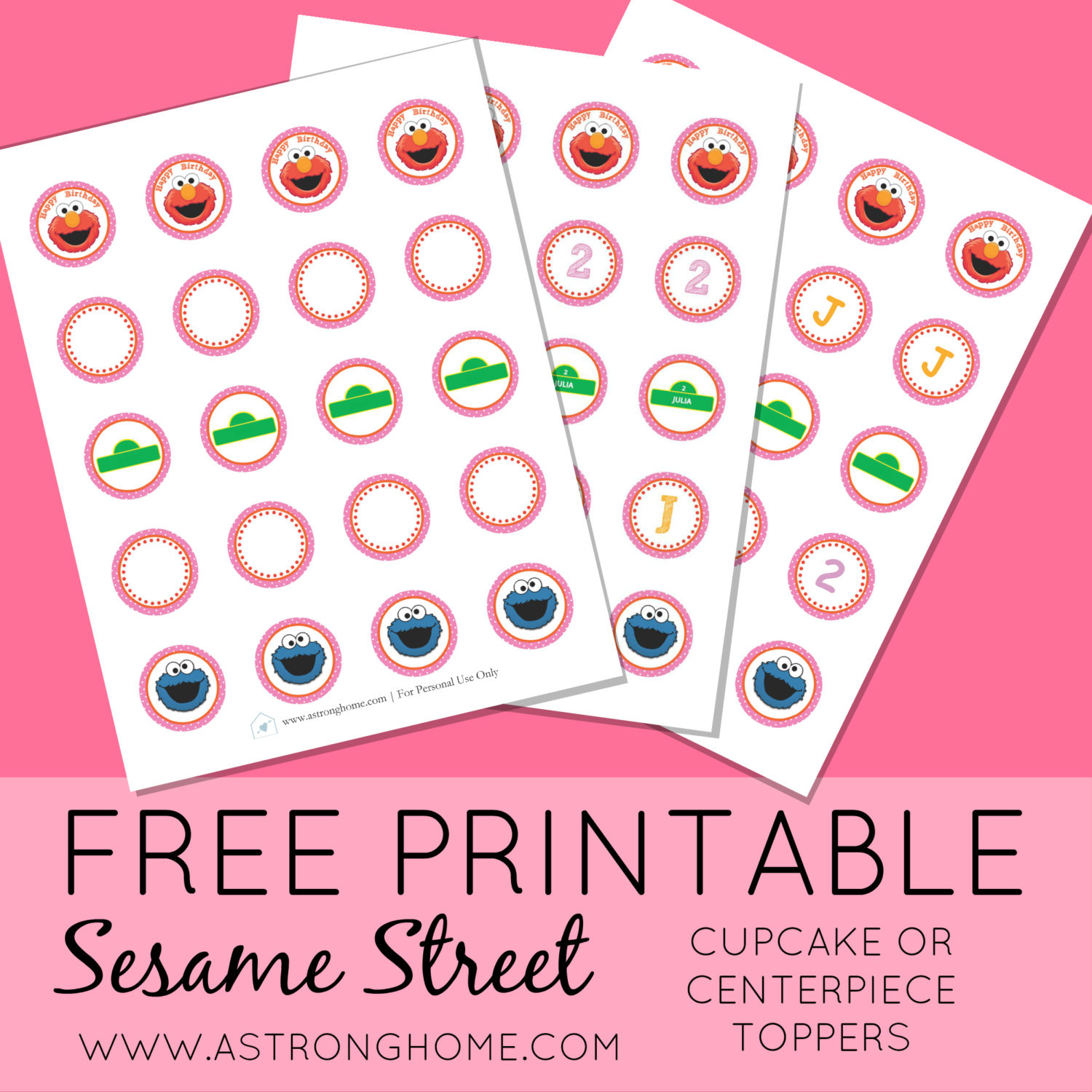 Sesame Street Birthday Party On A Budget {Free Printable} | A in Free Printable Sesame Street Cupcake Toppers