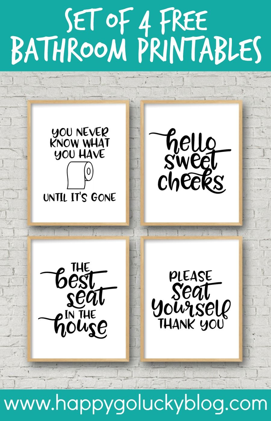 Set Of 4 Printable Bathroom Signs | Bathroom Printables, Printable for Free Funny Bathroom Printables