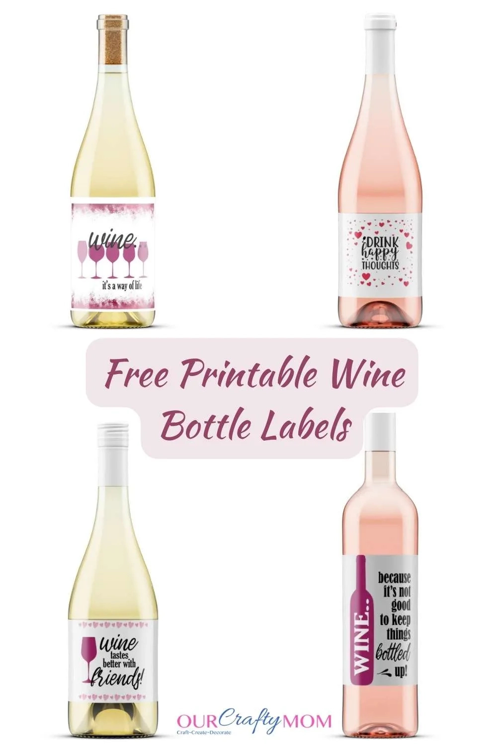 Set Of 5 Free Printable Wine Labels To Customize Any Bottle Size! for Free Printable Wine Labels With Photo