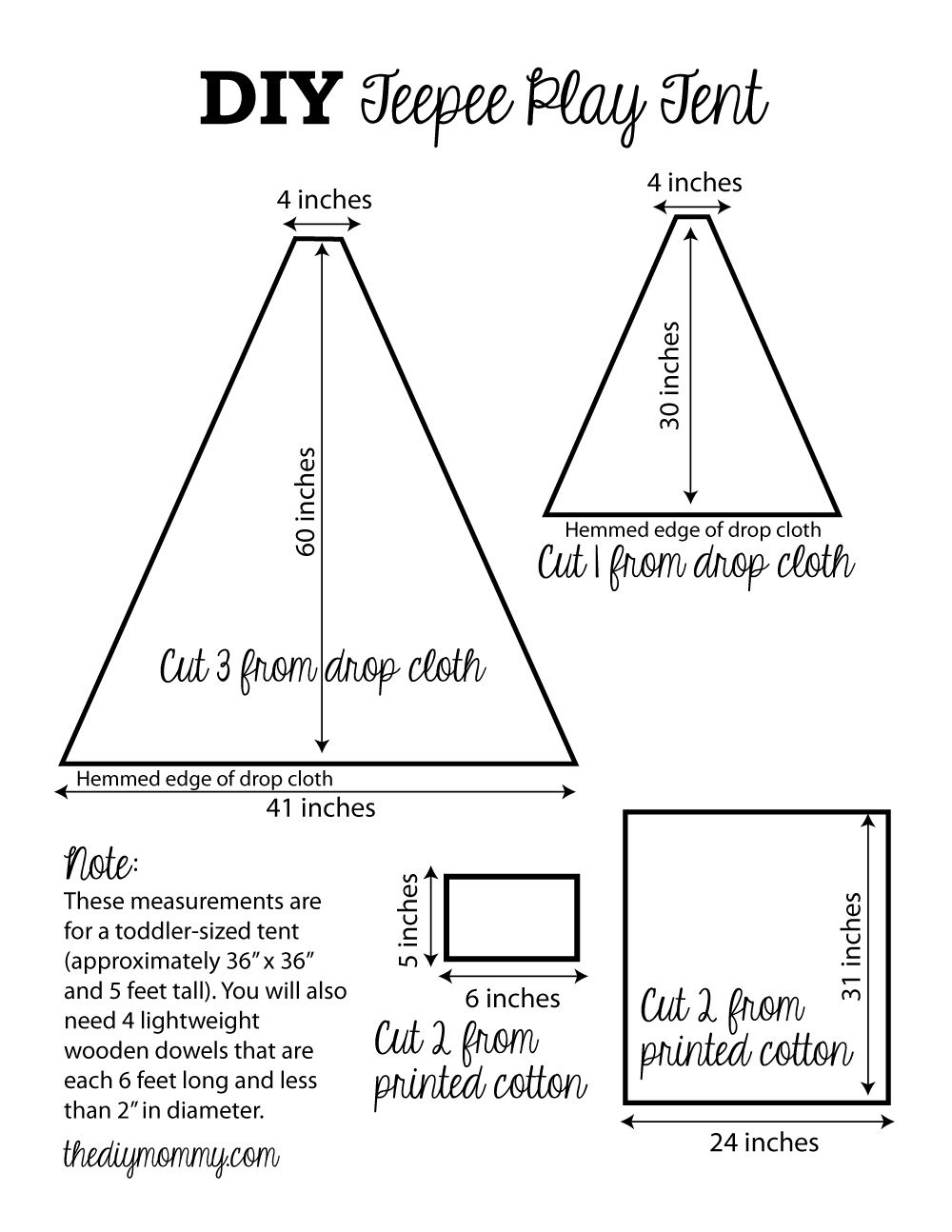 Sew A Diy Play Tent | Teepee Play Tent, Diy Teepee, Diy Kids Teepee for Free Printable Teepee