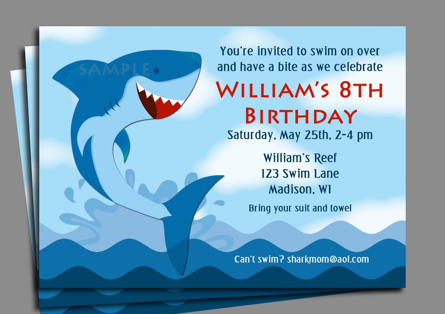 Shark Invitation Printable Or Printed With Free Shipping Boy&amp;#039;S intended for Shark Invitations Free Printable