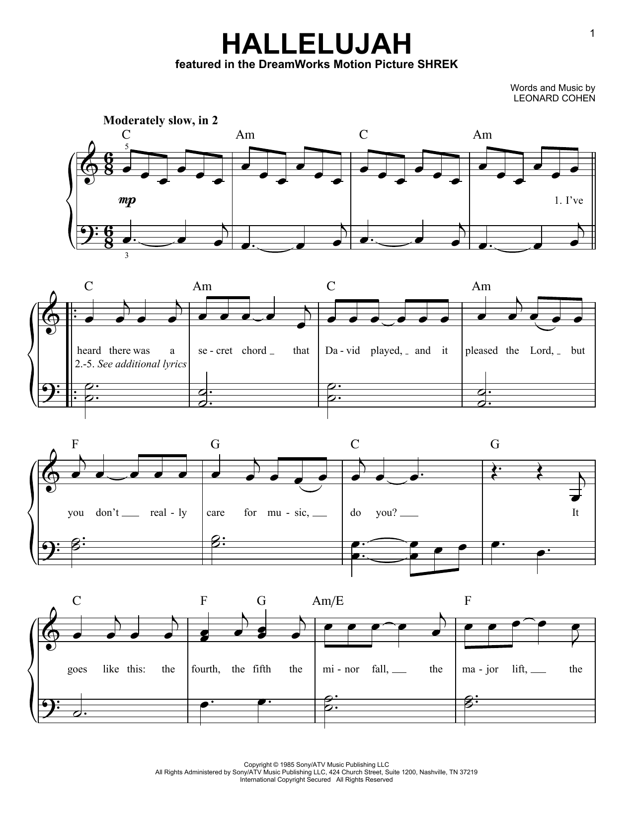 Sheet Music For Christmas Hallelujah with regard to Hallelujah Piano Sheet Music Free Printable