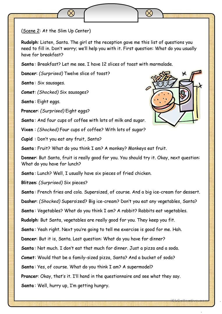 Short Plays (2): Santa´s Diet | Short Play, Play Scripts For Kids in Free Printable Play Scripts