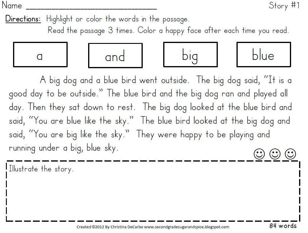 Sight Word Fluency Passages For Reading Intervention - Miss Decarbo regarding Free Printable Sight Word Reading Passages