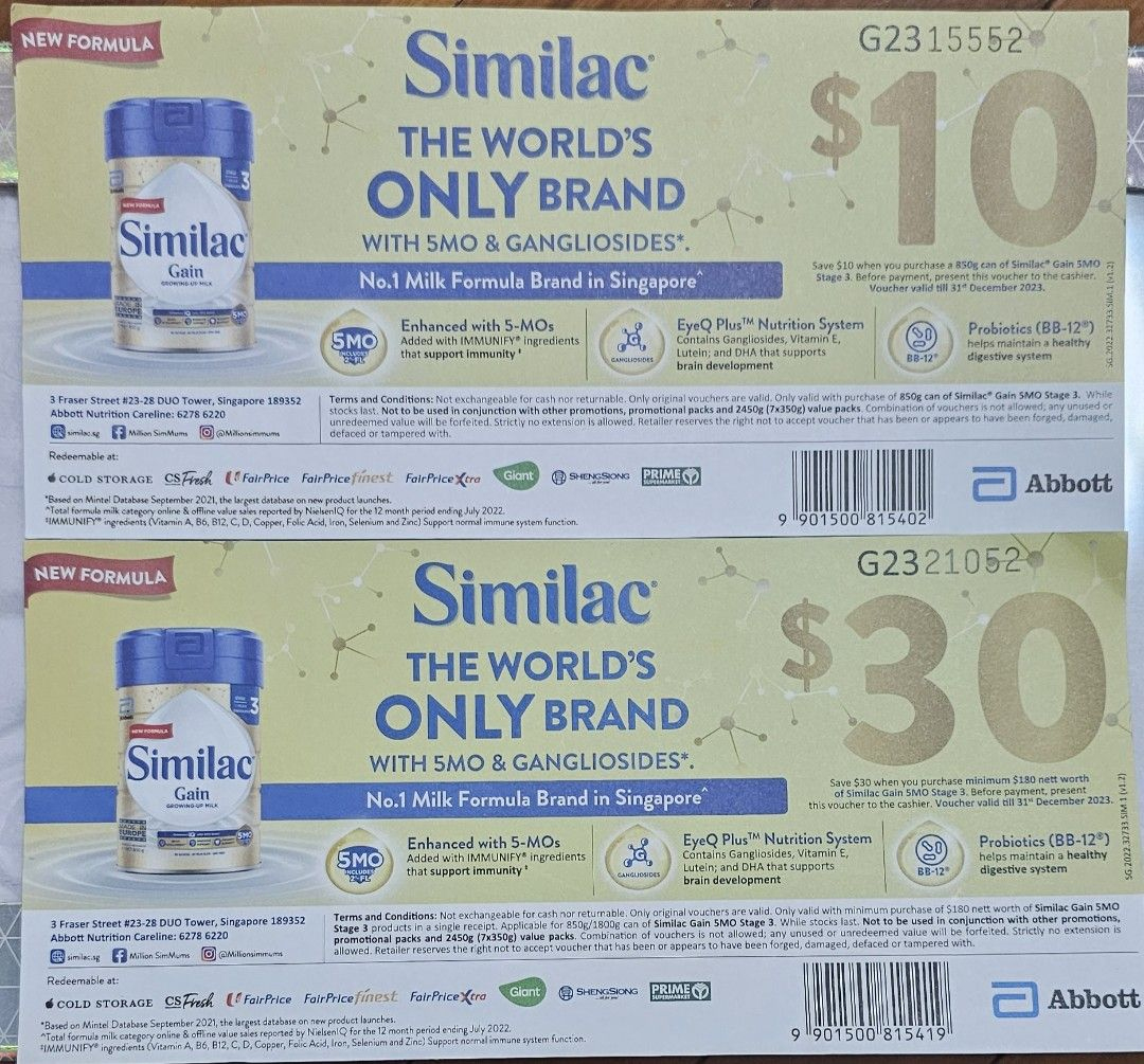 Similac Vouchers (For Similac Gain Stage 3), Tickets &amp;amp; Vouchers intended for Free Printable Similac Coupons Online