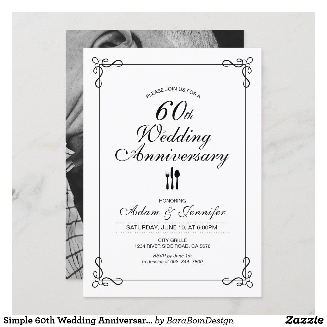 Simple 60Th Wedding Anniversary Invitation Card | Zazzle throughout Free Printable 60Th Wedding Anniversary Invitations