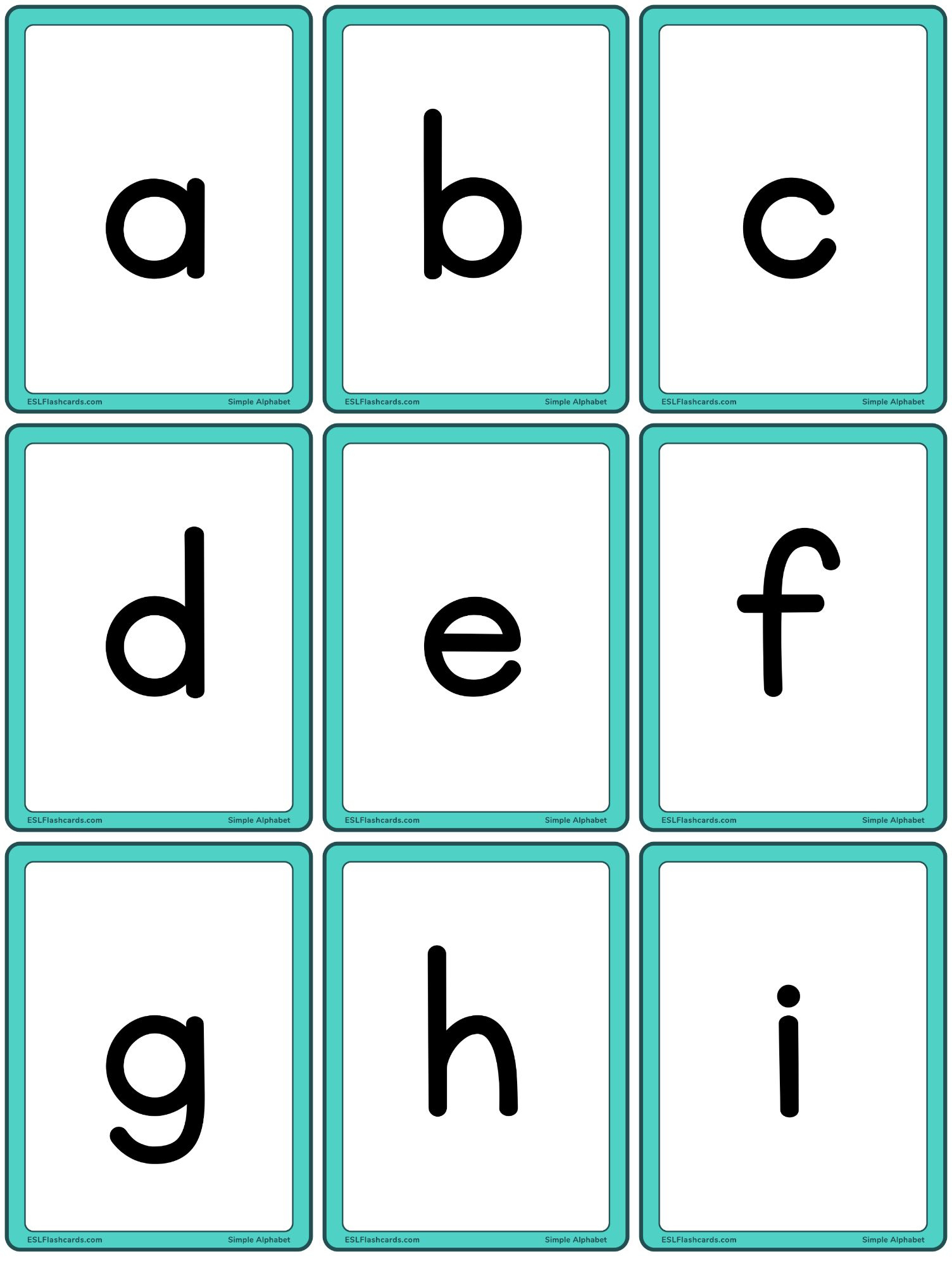 Simple Alphabet – Esl Flashcards in Free Printable Alphabet Flash Cards