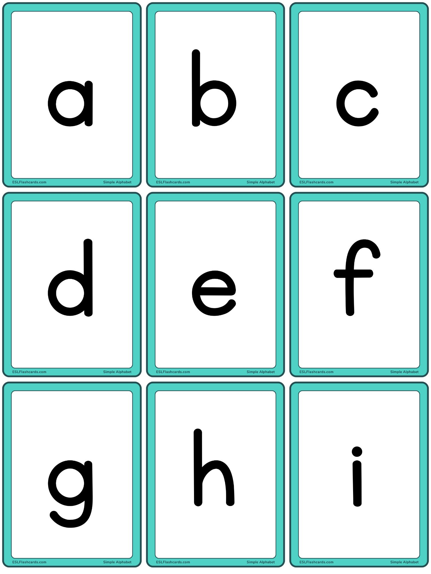 Simple Alphabet – Esl Flashcards inside Abc Flash Cards Free Printable