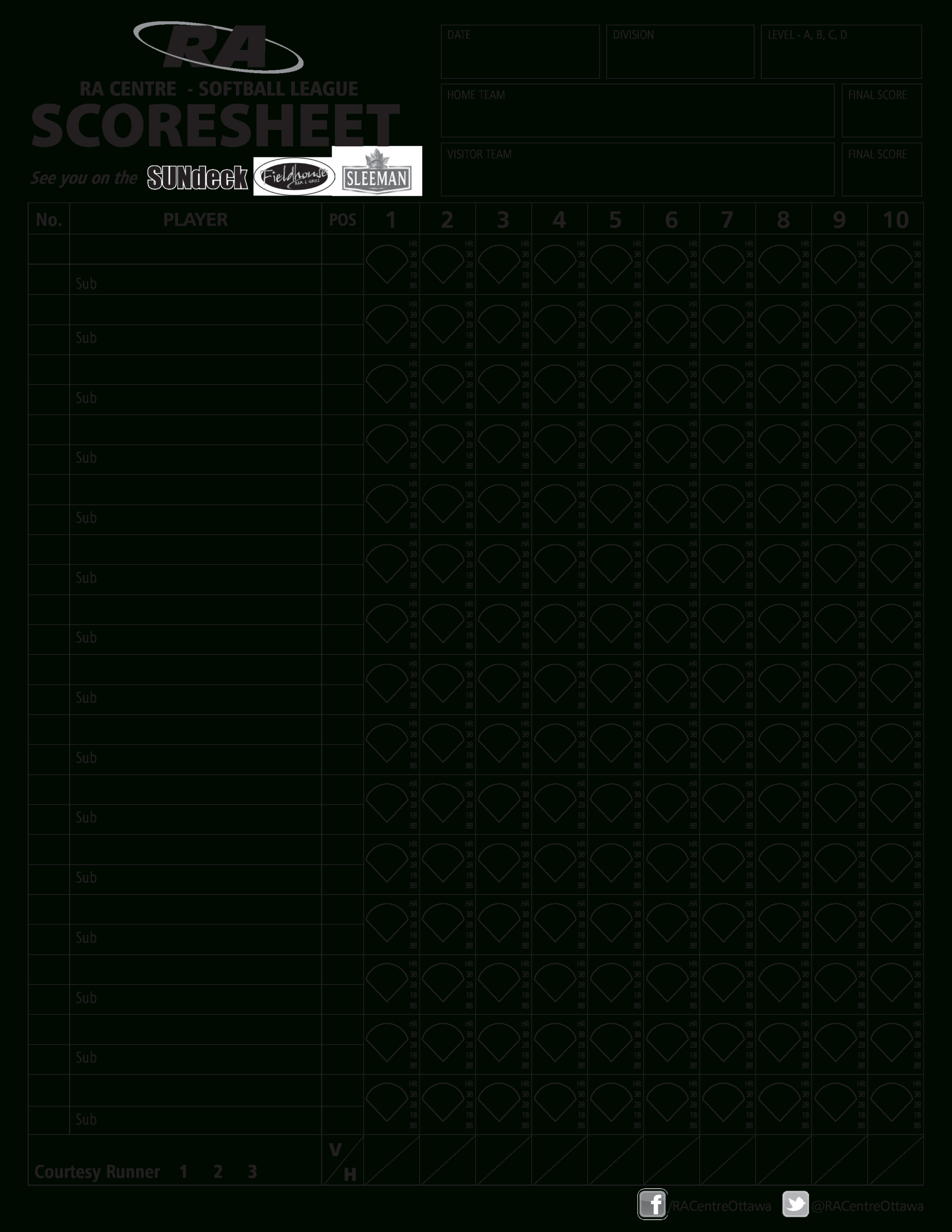 Simple Softball Score Sheet | Templates At Allbusinesstemplates within Softball Scorebook Printable Free