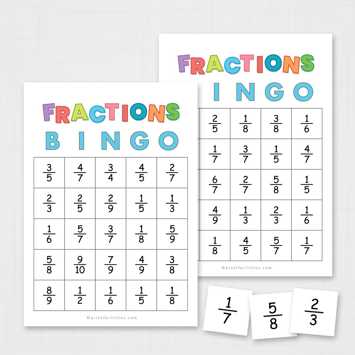 Simplifying Fractions Bingo Printable throughout Fraction Bingo Cards Printable Free