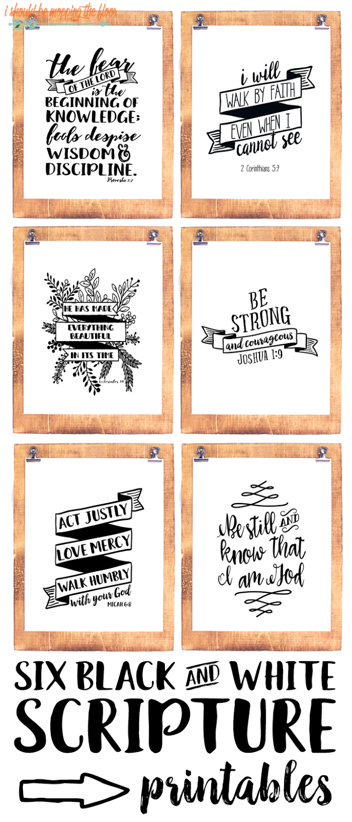 Six Black And White Scripture Printables | Scripture Printables with Free Printable Bible Verses To Frame