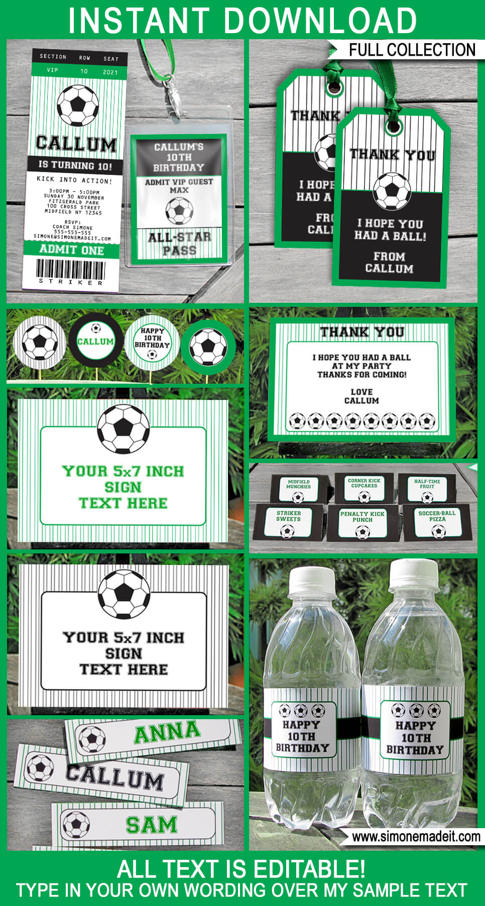 Soccer Party Printables, Invitations &amp;amp; Decorations with Simone Made It Free Printables