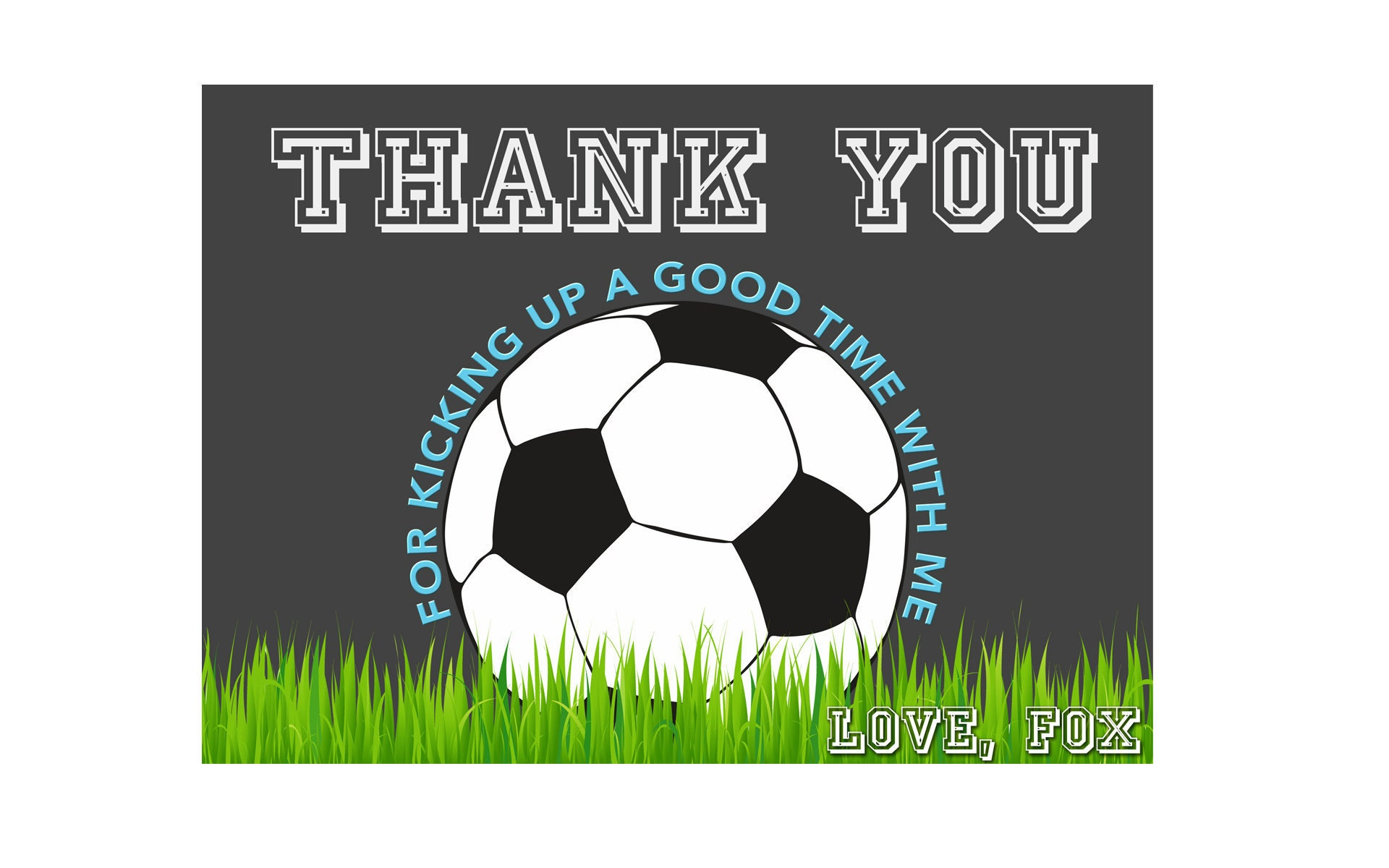 Soccer Thank You Card, Soccer Birthday, Soccer Ball Thank You throughout Free Printable Soccer Thank You Cards