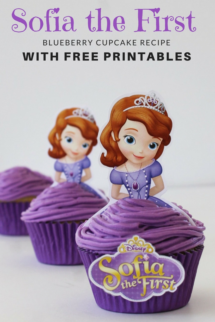 Sophia The First Blueberry Princess Cupcakes with Sofia the First Cupcake Toppers Free Printable