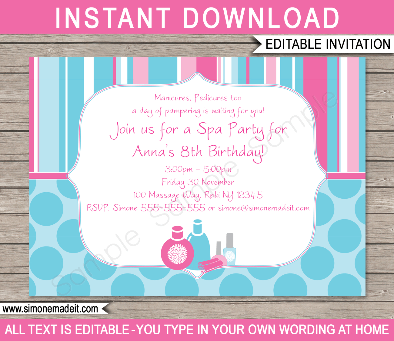 Spa Party Invitations Template regarding Free Printable Spa Party Invitations Templates