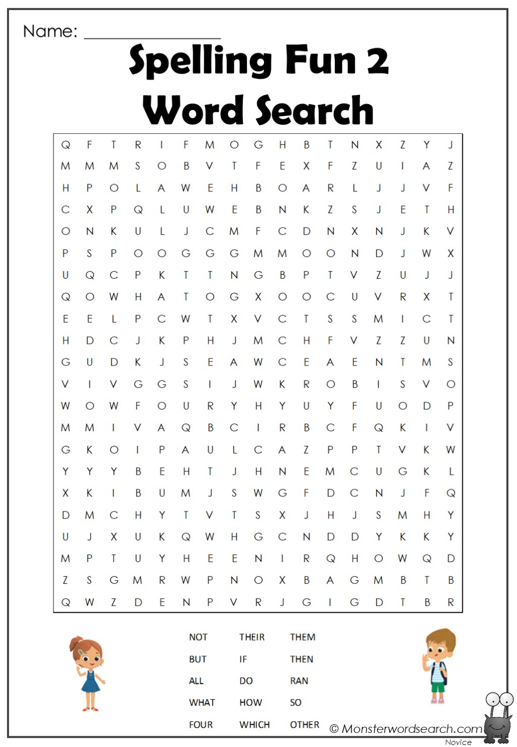 Spelling Fun 2 Word Search - Monster Word Search with regard to 2Nd Grade Word Search Free Printable