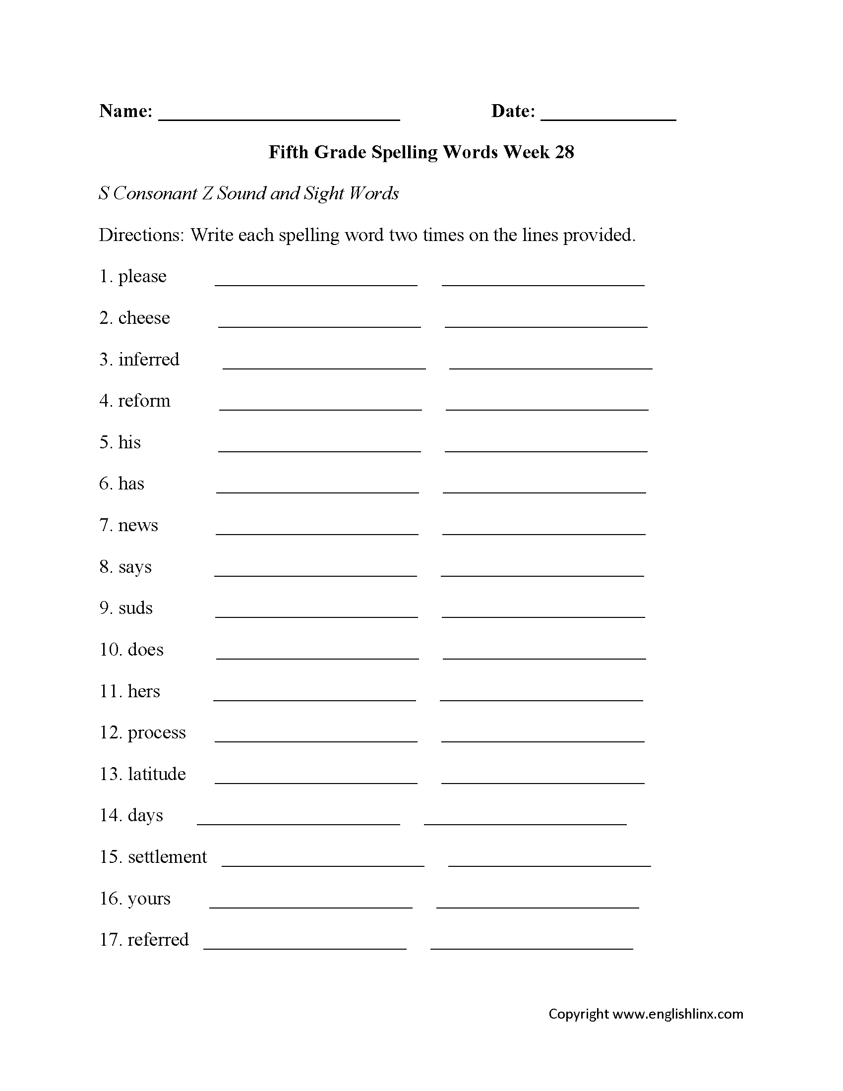 Spelling Worksheets | Fifth Grade Spelling Worksheets with regard to Free Printable Spelling Worksheets For 5Th Grade