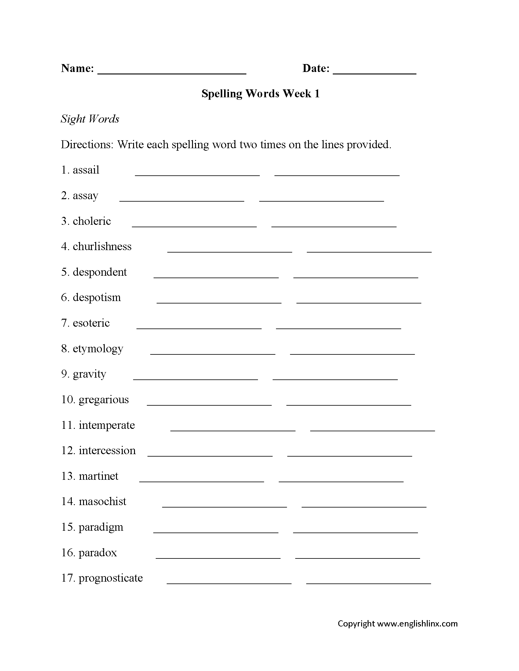 Spelling Worksheets | High School Spelling Worksheets throughout 7Th Grade Spelling Worksheets Free Printable
