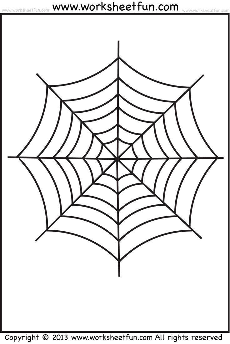 Spider Web Tracing And Coloring – 2 Halloween Worksheets / Free within Free Printable Spider Web