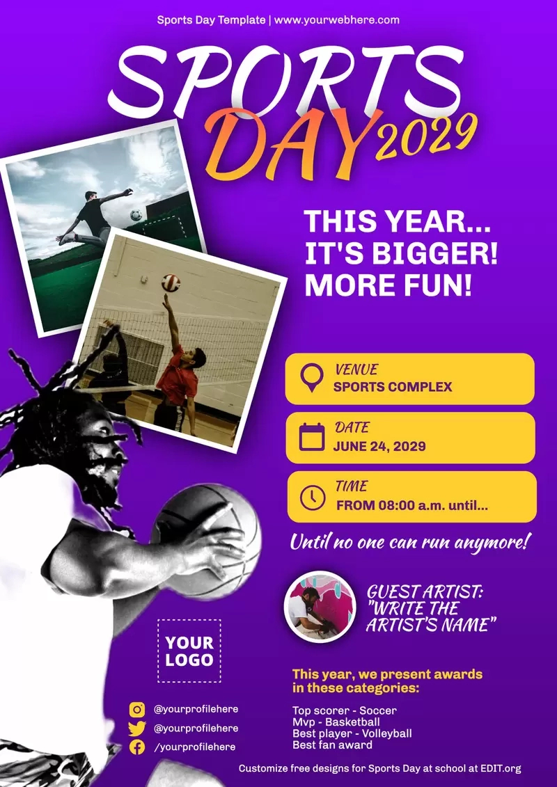 Sports Day Flyer Templates To Edit Online regarding Free Printable Sports Posters