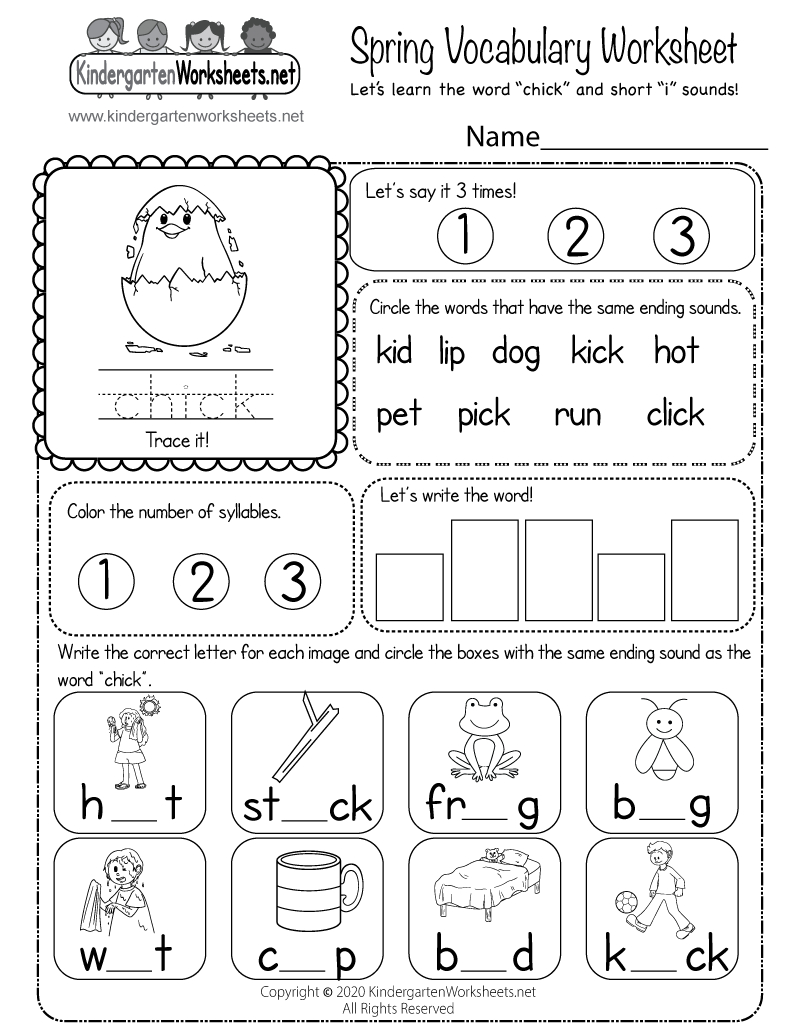 Spring Vocabulary Worksheet - Free Printable, Digital, &amp;amp; Pdf within Free Printable Spring Worksheets for Kindergarten