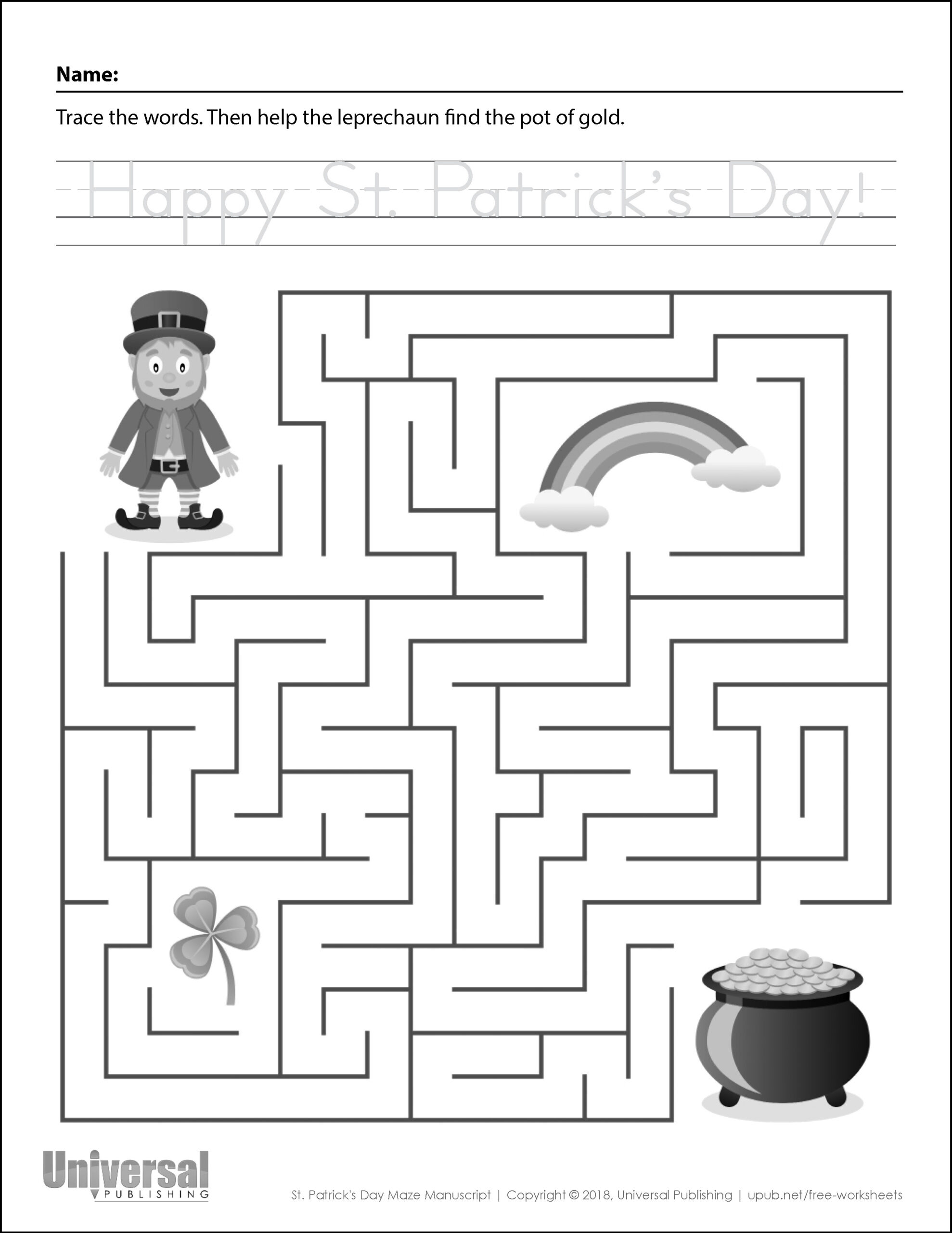 St. Patrick'S Day | Free Printables - Universal Publishing Blog with Free Printable St Patrick Day Worksheets