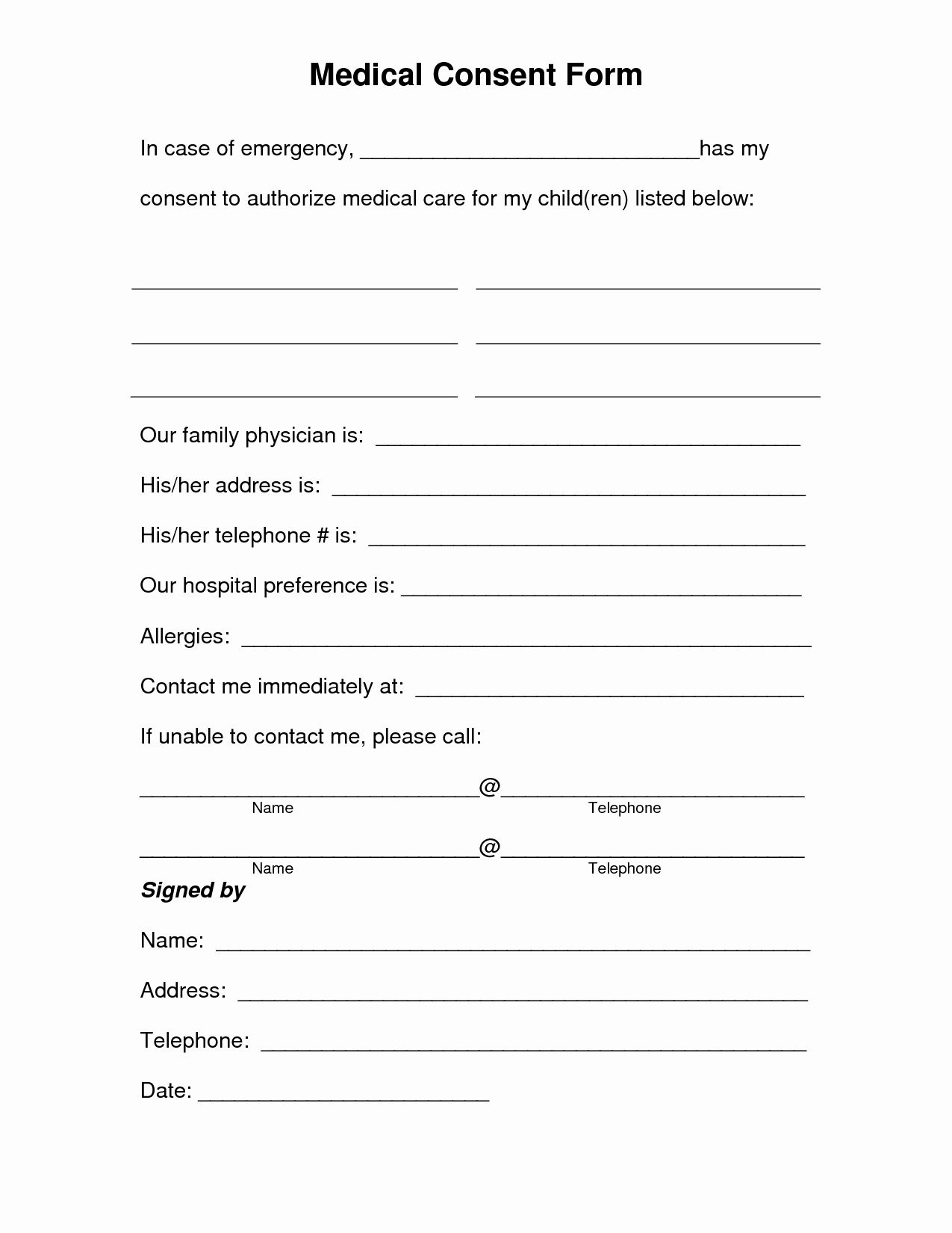 Standard Media Release Form Template Luxury Free Printable Medical regarding Free Printable Medical Consent Form