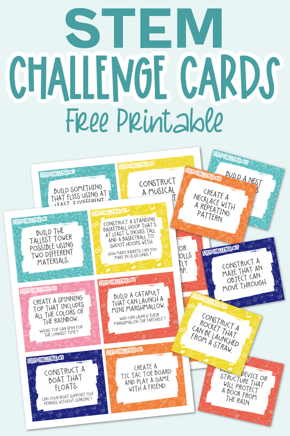 Stem Challenge Cards - Free Printable - Kara Creates for Free Printable Stem Activities